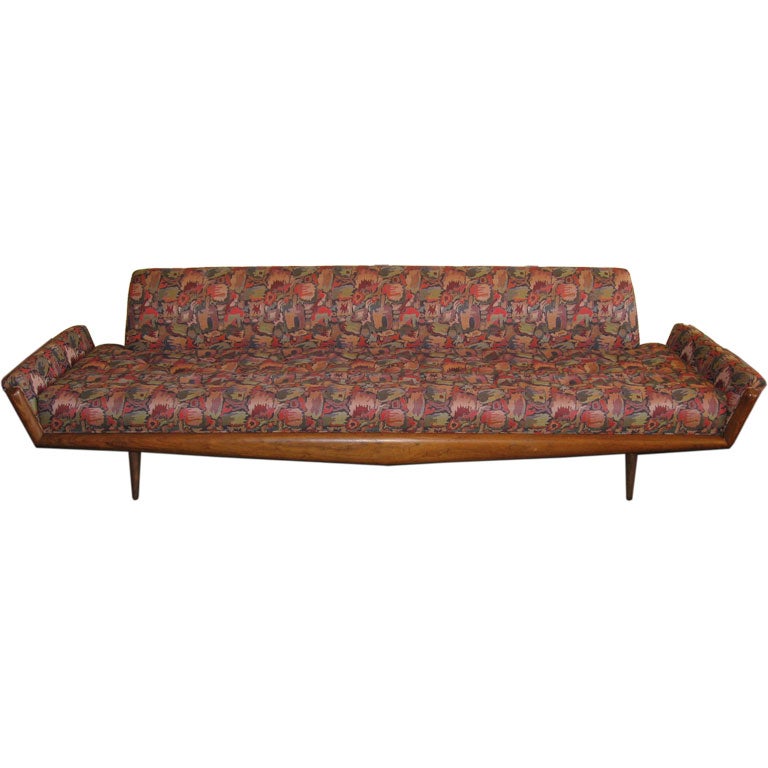 Long walnut sofa