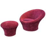 Pierre Paulin mushroom chair in purple with ottoman