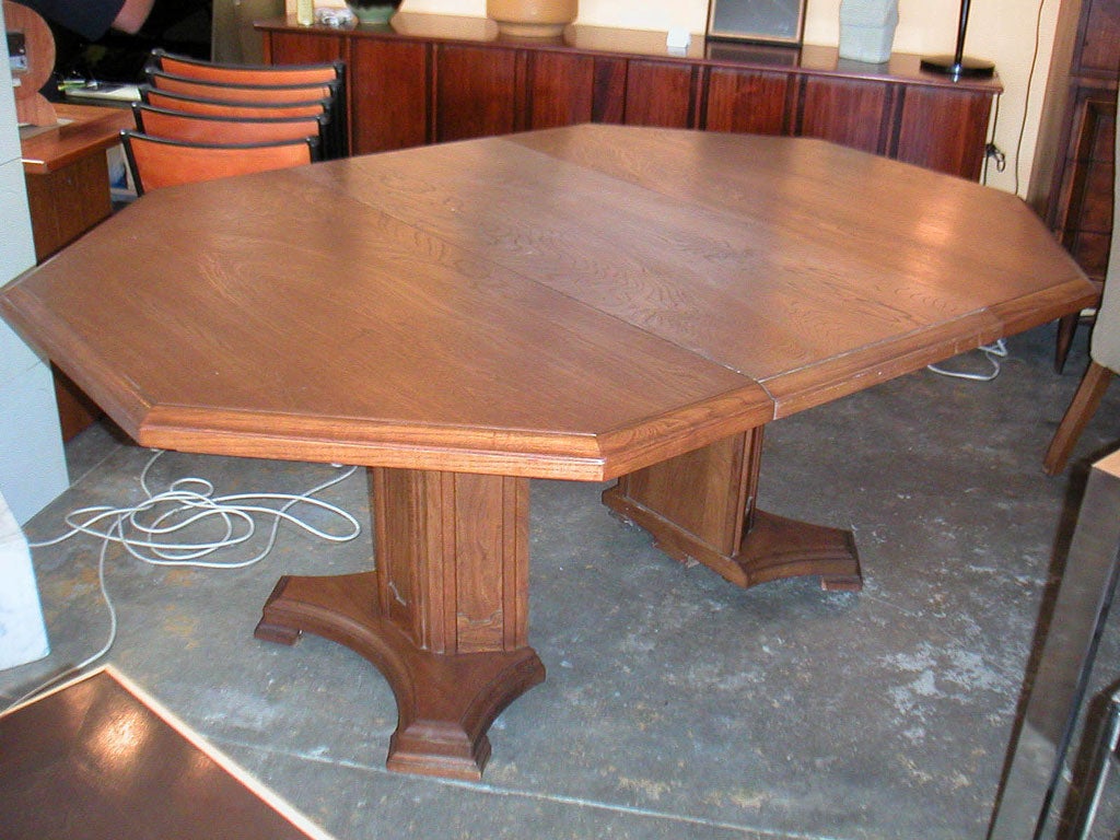 Hexagonal oak dining table at 1stdibs