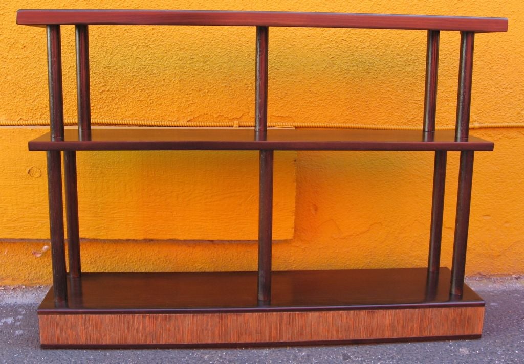 Mix of combed wood and stained birch pair of bookcases/planter