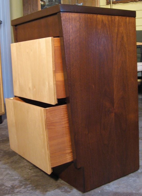 pair of nightstands in walnut and bleach wooh