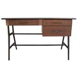 Casually Elegant Wicker and Walnut Desk.