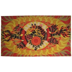 French Mid-Century Tapestry with Sun and Birds by Alain Cornic