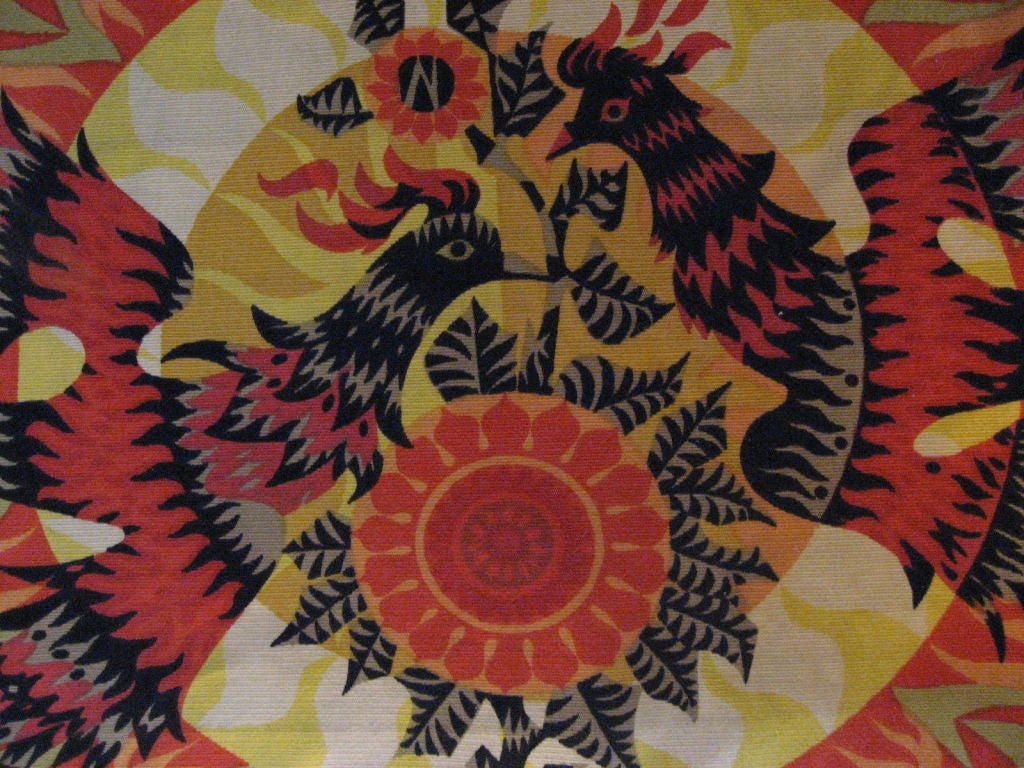 Mid-Century Modern French Mid-Century Tapestry with Sun and Birds by Alain Cornic
