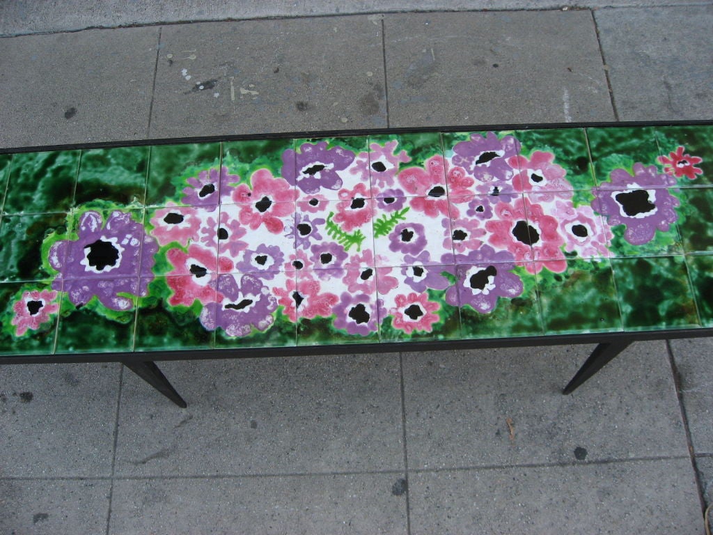 Charming Coffee Table with Vallauris Ceramic Tiles Top