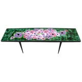 Retro Charming Coffee Table with Vallauris Ceramic Tiles Top