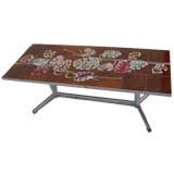 French  Vallauris Tile Coffee Table, Signed "Asti"