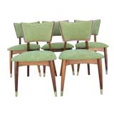Set of 5 Dining Room Blond Mahagony Chairs by John Keal