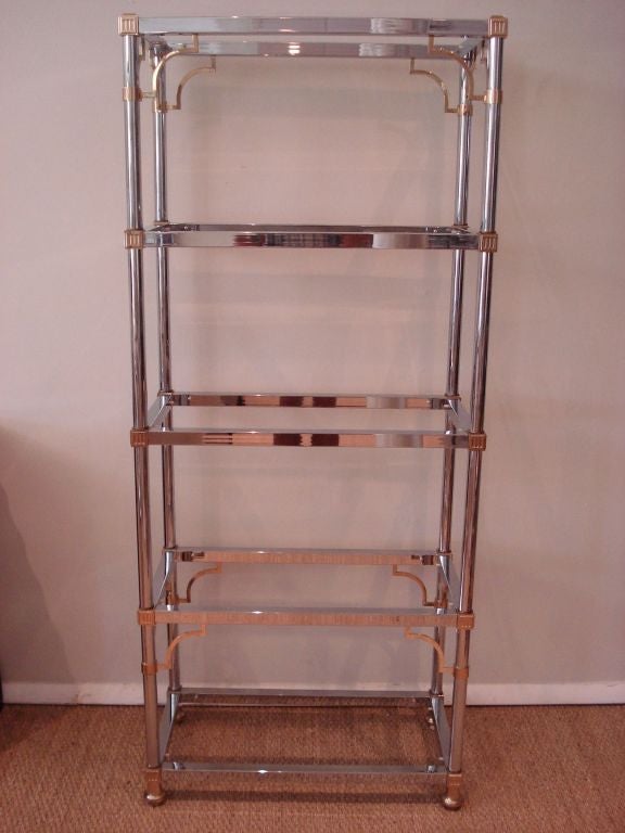 Pair of Chrome and Brass Etageres.