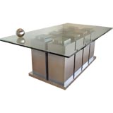 Massive Polished and Brushed Stainless Steel Dining/Center table