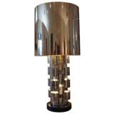 Large Chrome Table Lamp Signed Curtis Jere