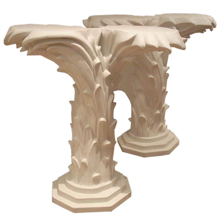 Pair of Plaster Palm Tree Consoles.