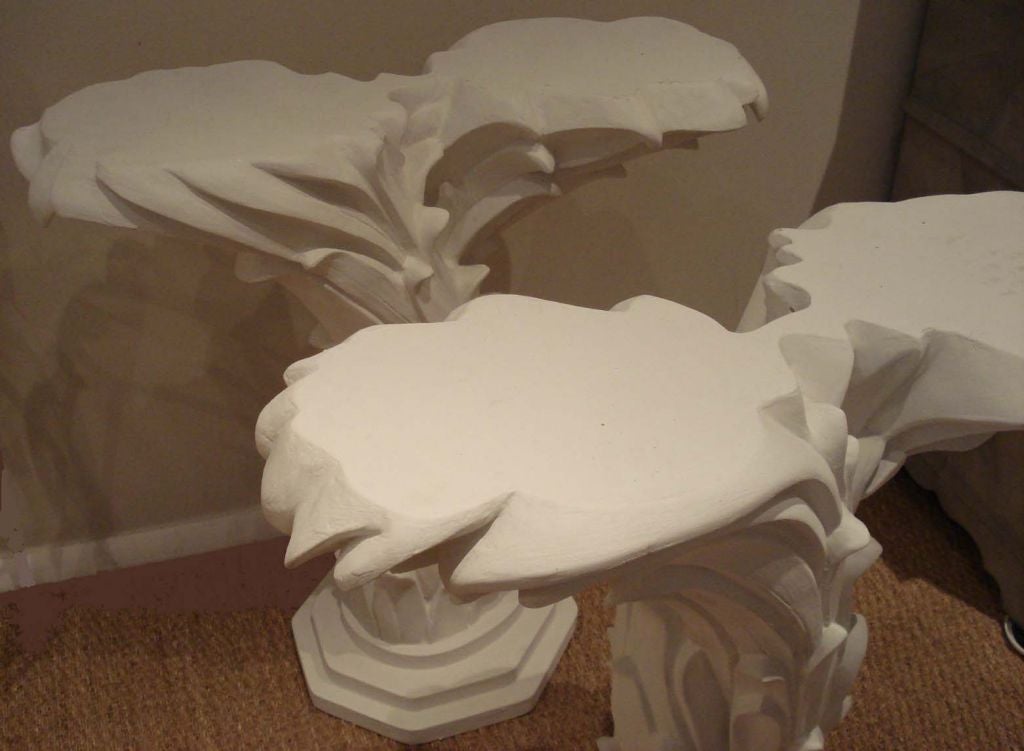 American Pair of Plaster Palm Tree Consoles.