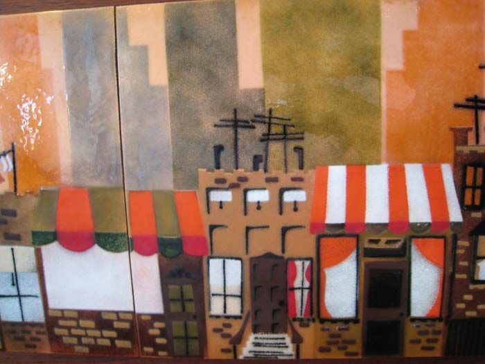 VINTAGE LARGE ENAMELED WALL ART