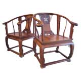 PAIR ASIAN DECORATIVE THRONE CHAIRS
