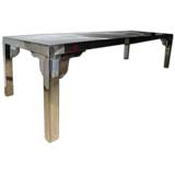 AMAZING POLISHED STAINLESS STEEL PARSONS LONG TABLE