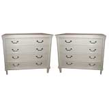 HOLLYWOOD REGENCY COMMODES WHITE LACQUERED CABINETS