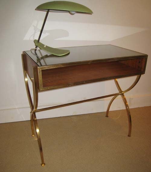 BRASS X BASE WOOD TOP WITH CLEAR GLASS TOP