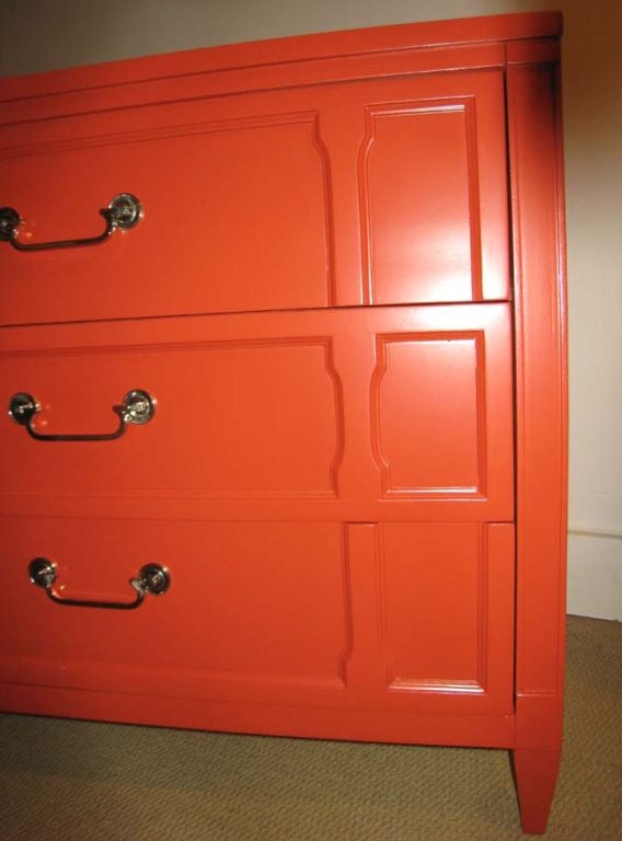 PAIR OF HOLLYWOOD REGENCY CORAL CABINETS COMMODES