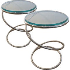 Mid Century Modern Pace Collection Chrome Coil table 
