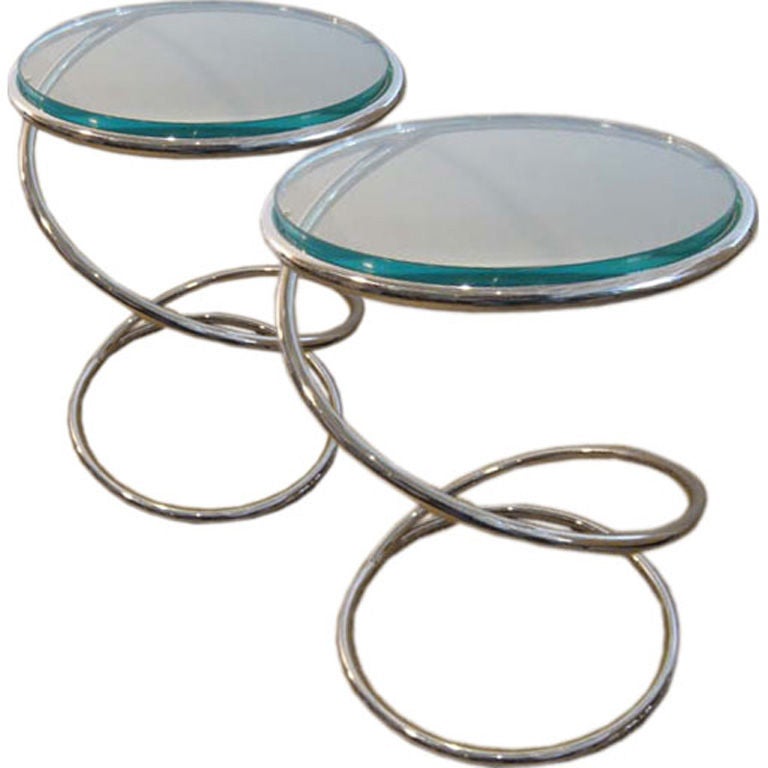 Mid Century Modern Pace Collection Chrome Coil table  For Sale