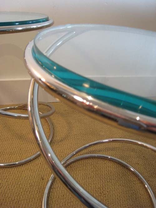 American Mid Century Modern Pace Collection Chrome Coil table  For Sale