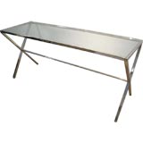 "X" BASE NICKEL CONSOLE TABLE