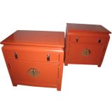 HOLLYWOOD REGENCY CORAL COLOR CABINETS / NIGHTSTANDS