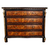 Italian LXIV Lombardy 4 Drawer Cassettone in Walnut and Giltwood