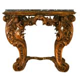 Tuscan Early Rococo Pinewood Console with Marble Top