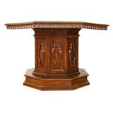 Italian Baroque Walnut Octagonal Table on Dias Base