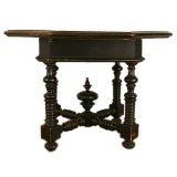 Dutch Baroque Style Ebonized Pine Octagonal Table with Faux Marb