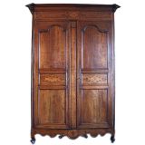 French Provincial Walnut and Various Inlays Two Door Armoire