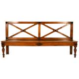 Italian Neoclassical Light Walnut Hall Bench with Double X-Form