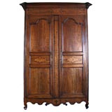 French Provincial Walnut and Various Inlays Two Door Armoire