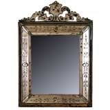 Venetian Glass Beveled Mirror with Pierced Pediment