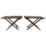 Pair of Pine X-form Spanish/French Folding Vineyard Tables