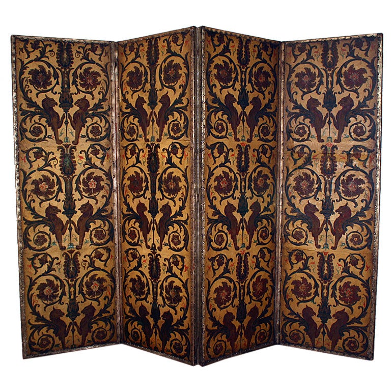 Italian Neoclassical Leather, Silver Gilt, & Polychrome painted