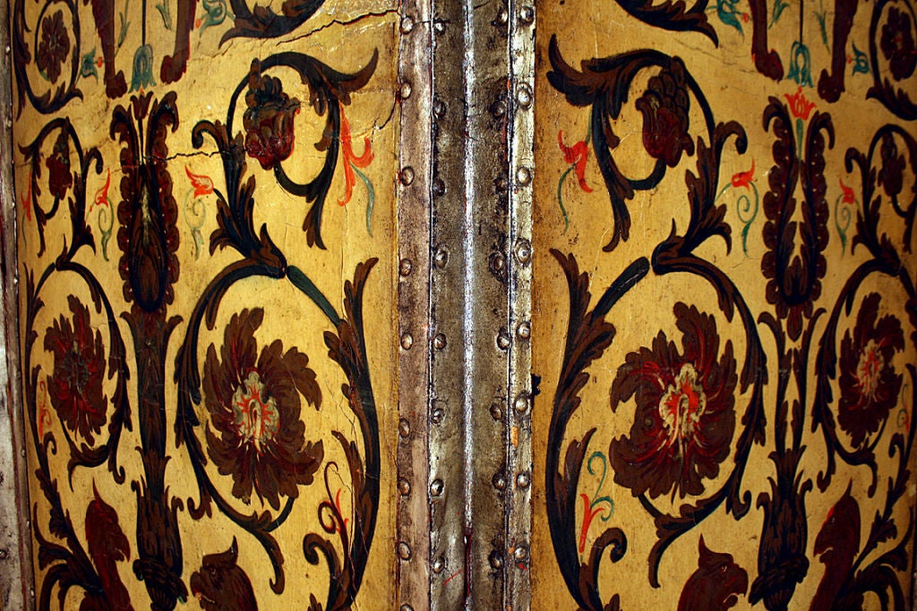 Italian Neoclassical Leather, Silver Gilt, & Polychrome painted