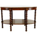 Continental Walnut Oval 6-Leg Two-Tier Table