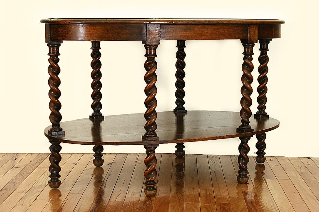 Continental Walnut Oval 6-Leg Two-Tier Table