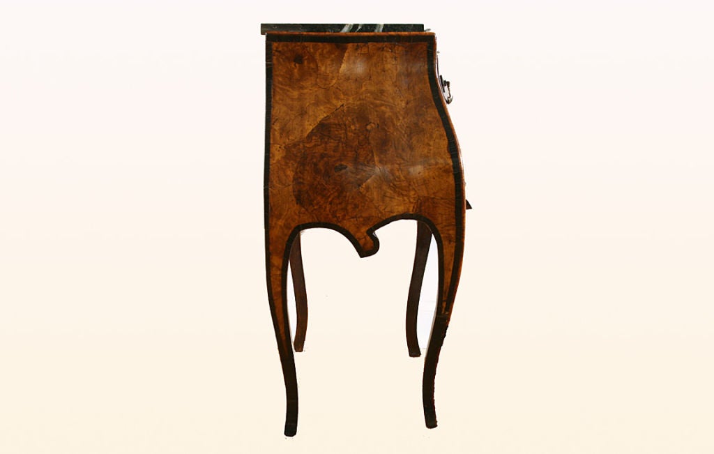 Italian Burl Walnut and Ebonized 1-Drawer Side Cabinets