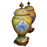 Antique PAIR Louis XVI Ceramic Vases. Late 19th Century.