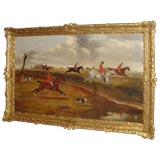 Oil On Canvas English Hunt Scene. 19th C