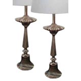 Pair of Rembrandt Large Nickel Table Lamps C1950