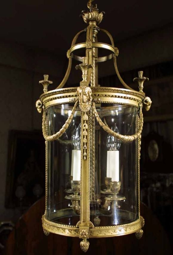 Louis XVI Style Gilt Bronze Hall Lantern. French Late 19th C