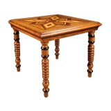 Pair Oak Inlaid Occasional Tables. Circa 1890.