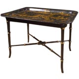 Victorian Black Lacquer Chinese Tray Table. 19th cent.