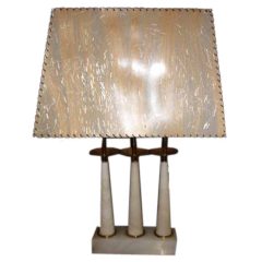 Vintage  Mid-Century Alabaster And Brass Table Lamp Circa 1950