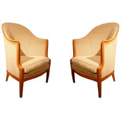 Pair of Art Deco Fruitwood Chairs by Leon Jallot. Circa1920